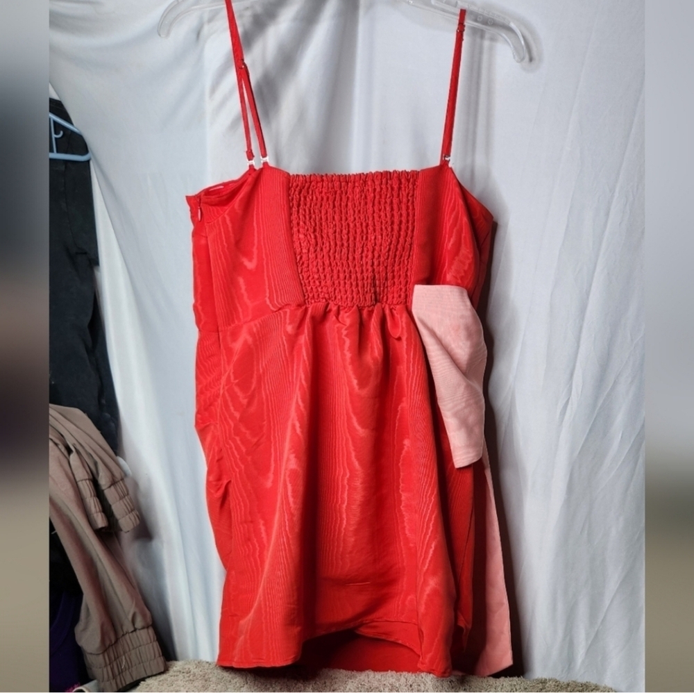 Women's Holiday Sweetheart Bow Mini Dress Future Collective Red XS - Picture 5 of 15